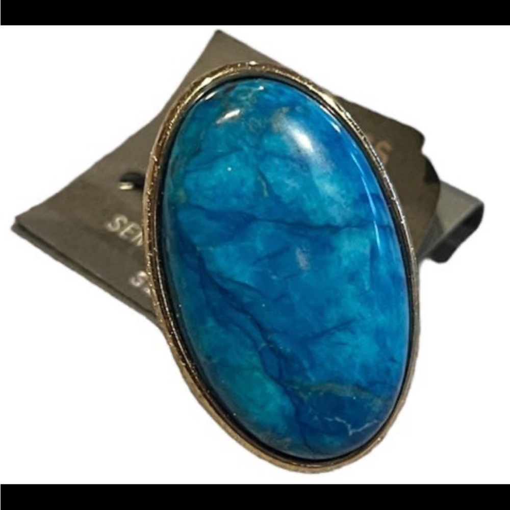 NWT - Express gold tone semi precious turquoise stone ring